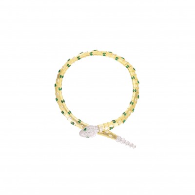 BVLGARI GOLD SERPENT NECKLACE EMERALD 